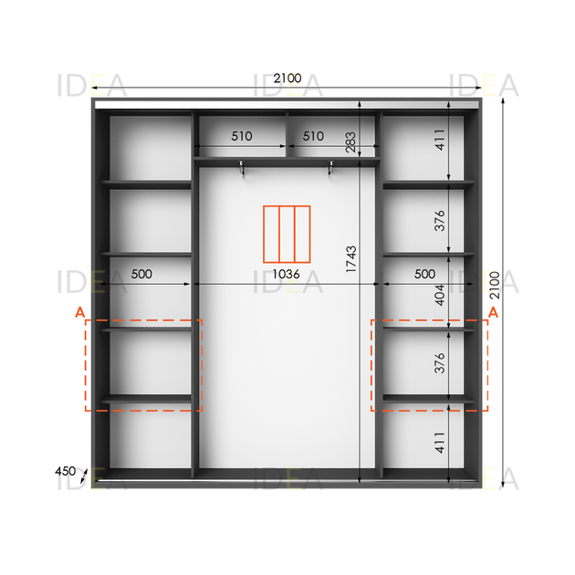 Шафа-купе IDEA серія 7 210 x 45 x 210 см Антрацит - изображение 2