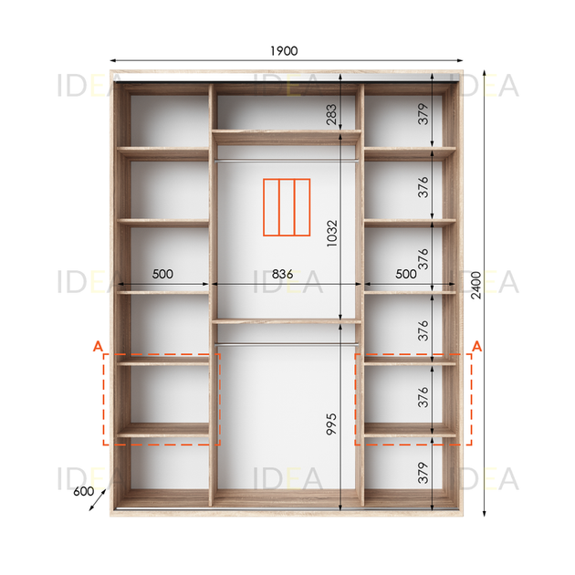 Шафа-купе IDEA серія 3 190 x 60 x 240 см Дуб сонома - изображение 2