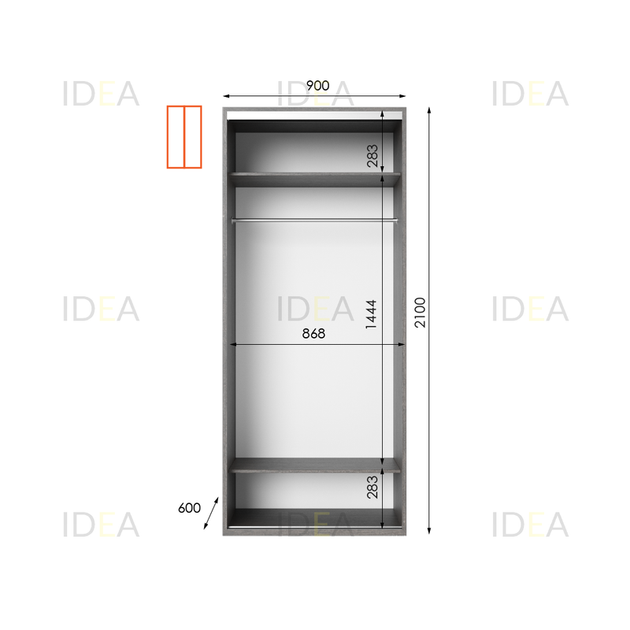 Шафа-купе IDEA серія 9 90 x 60 x 210 см Венге темний - изображение 2