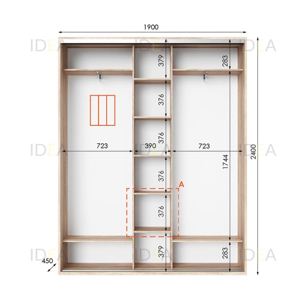 Шафа-купе IDEA серія 2 190 x 45 x 240 см Дуб сонома Дзеркало - Фото 2 Шафа-купе IDEA серія 2 190 x 45 x 240 см Дуб сонома Дзеркало - изображение 2