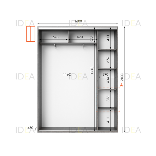 Шафа-купе IDEA серія 5 160 x 45 x 210 см Венге темний - изображение 2