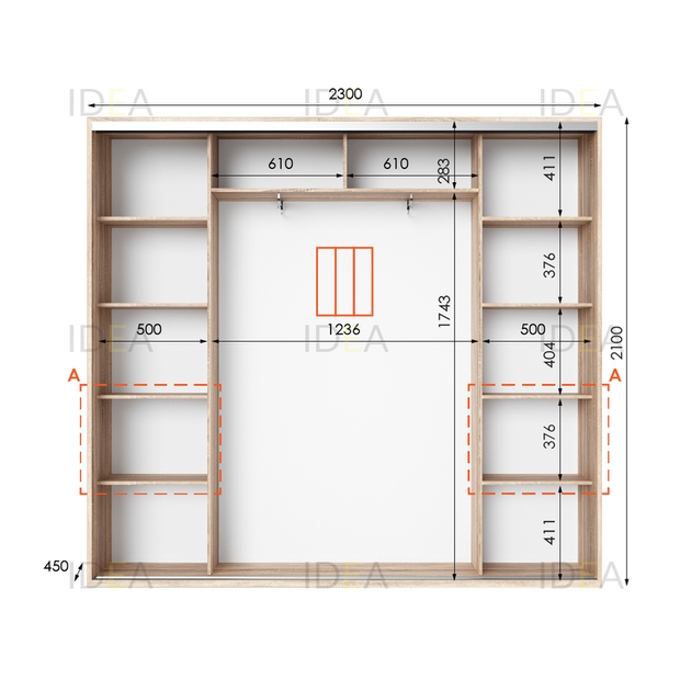Шафа-купе IDEA серія 7 230 x 45 x 210 см Дуб сонома - Фото 2 Шафа-купе IDEA серія 7 230 x 45 x 210 см Дуб сонома - изображение 2