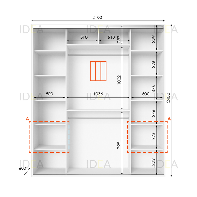 Шафа-купе IDEA серія 3 210 x 60 x 240 см Білий - изображение 2