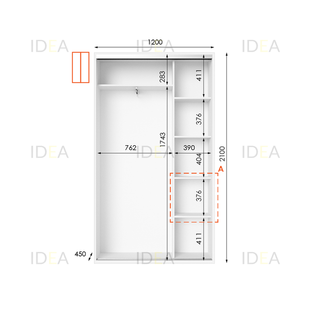 Шафа-купе IDEA серія 5 120 x 45 x 210 см Білий - изображение 2
