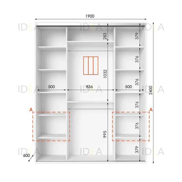 Шафа-купе IDEA серія 3 190 x 60 x 240 см Білий - изображение 2