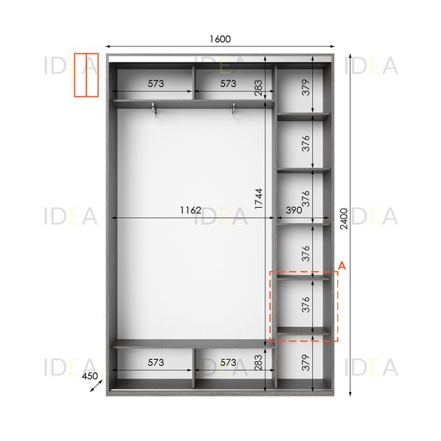 Шафа-купе IDEA серія 1 160 x 45 x 240 см Венге темний - изображение 2