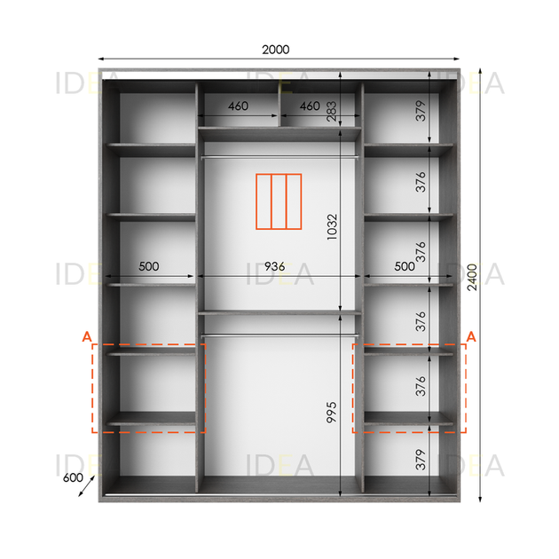 Шафа-купе IDEA серія 3 200 x 60 x 240 см Венге темний - изображение 2