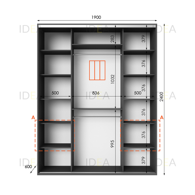 Шафа-купе IDEA серія 3 190 x 60 x 240 см Антрацит - зображення 2