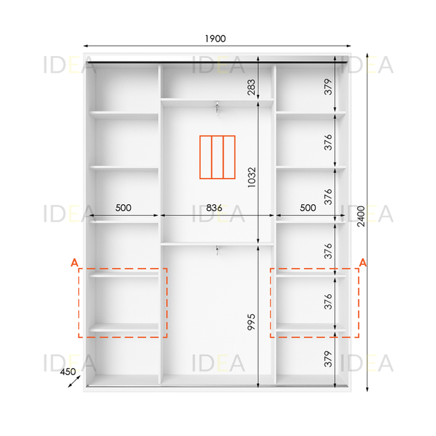 Шафа-купе IDEA серія 3 190 x 45 x 240 см Білий - Фото 2 Шафа-купе IDEA серія 3 190 x 45 x 240 см Білий - изображение 2