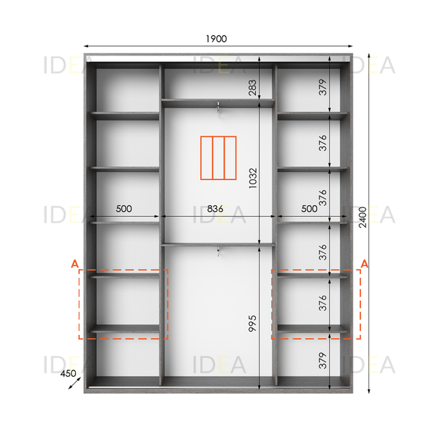 Шафа-купе IDEA серія 3 190 x 45 x 240 см Венге темний - Фото 2 Шафа-купе IDEA серія 3 190 x 45 x 240 см Венге темний - изображение 2