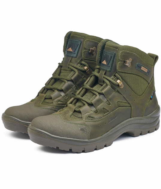 Берці літні тактичні черевики PAV 501 олива хакі шкіряні сітка Fee Air 45 - зображення 1