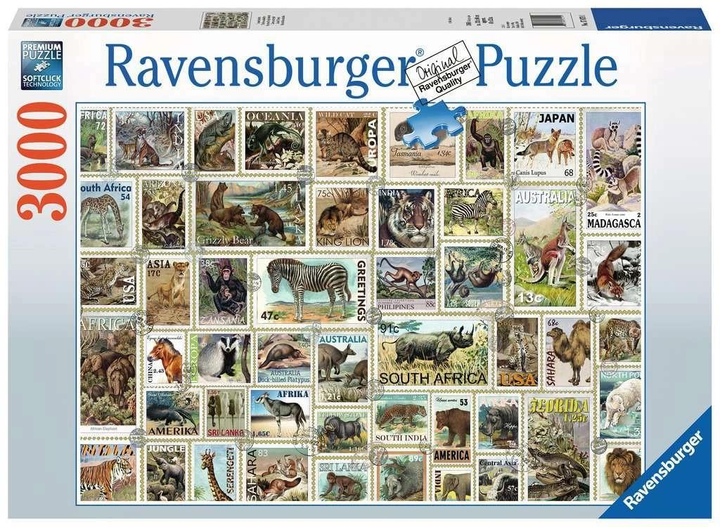Puzzle Ravensburger Tierbriefmarken 17079 3000 elementów (4005556170791) - obraz 1