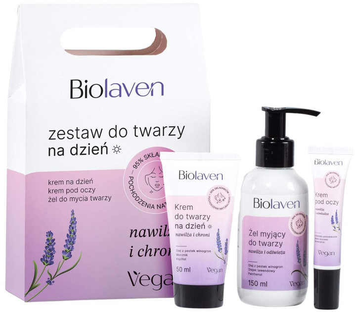 Zestaw do pielęgnacji twarzy na dzień Sylveco Biolaven Żel do mycia 150 ml + Krem do twarzy 50 ml + Krem do skóry wokół oczu 15 ml (5902249017700) - obraz 2