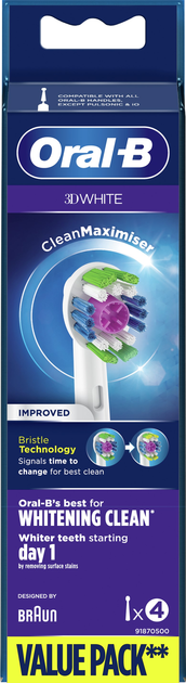 Насадки для електричної зубної щітки Oral-B 3D White, 4 шт (4210201358725) - зображення 4