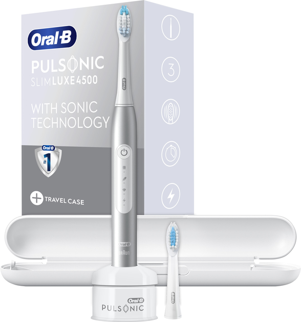 Szczoteczka elektryczna do zębów Oral-b Braun Pulsonic Slim Luxe 4500 Srebro (4210201396406) - obraz 13