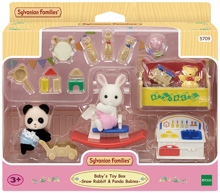 Zestaw figurek Epoch Sylvanian Families Babys Toy Box Królik śnieżny i panda z akcesoriami (5054131057094) - obraz 1