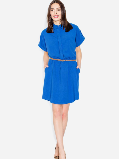 Sukienka koszulowa krótka letnia damska Figl M442 S Niebieska (5901299587096) - obraz 1