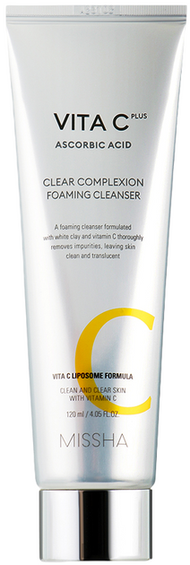 Pianka do mycia twarzy Missha Vitamin C Plus Clear Complexion Foaming Cleanser z witaminą C 120 ml (8809643523479) - obraz 1