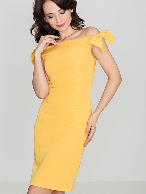 Плаття коротке літнє жіноче Lenitif K028 XL Жовте (5902194302180) - зображення 1