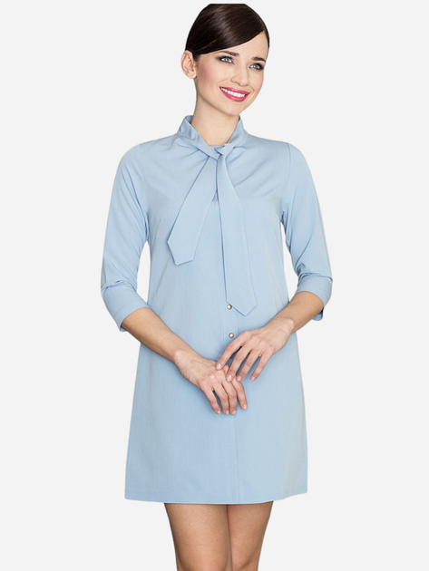 Sukienka koszulowa krótka letnia damska Lenitif K369 XL Błękitna (5902194330251) - obraz 1