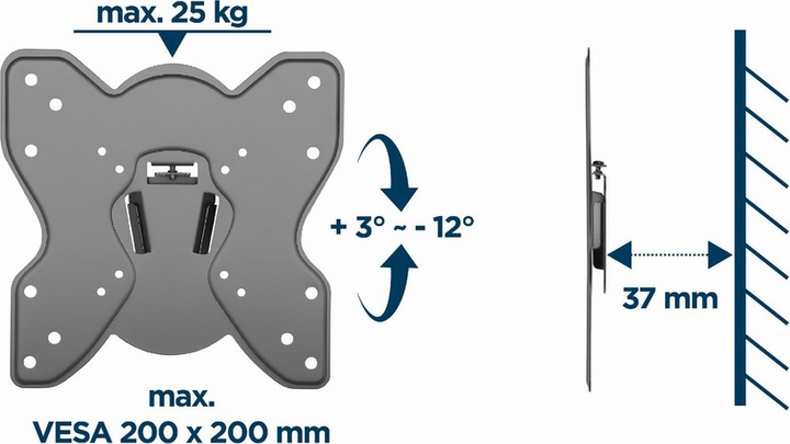 Uchwyt ścienne Gembird 23-42" (do 25 kg) (WM-42T-03) - obraz 6