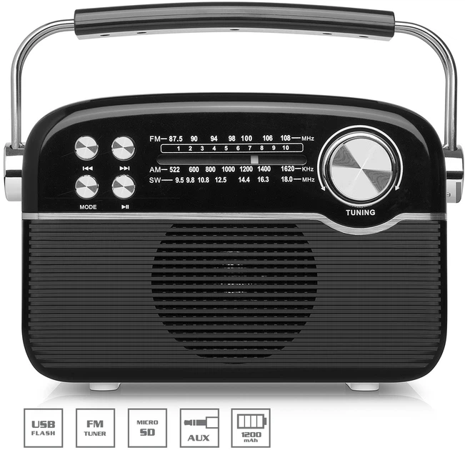 Портативний радіоприймач Real-El X-545 Чорний (EL121800005) – фото