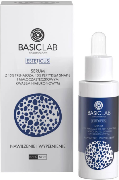 Serum do twarzy BasicLab Esteticus Nawilzenie i Wypelnienie z trehaloza 15% i 10% peptydem 30 ml (5907637951512) - obraz 1