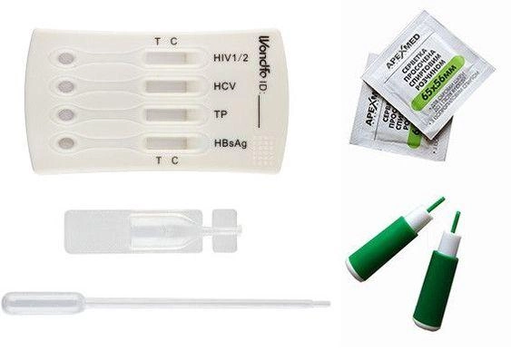 Комбінований тест на 4 інфекції: ВІЛ 1/2 (ВИЧ 1/2), гепатиту В(HBsAg), гепатит С, сифіліс, Wondfo - зображення 2