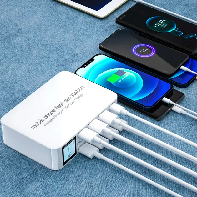 Зарядное устройство BauTech на 8 портов USB 100 Вт Белый (1013-925-00) - Фото 5 Зарядное устройство BauTech на 8 портов USB 100 Вт Белый (1013-925-00) - изображение 5