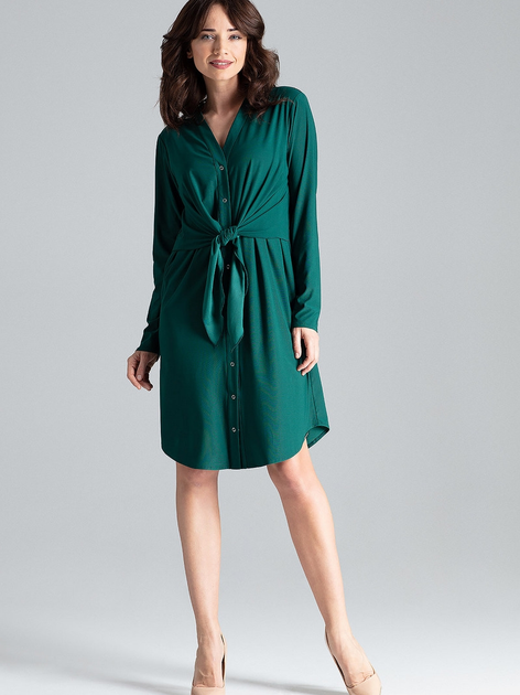 Плаття-сорочка міді літнє жіноче Lenitif L031 S Зелене (5902194365574) - зображення 1