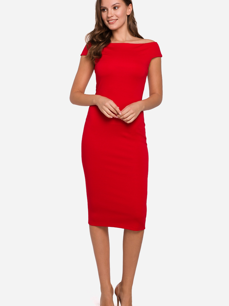 Sukienka ołówkowa damska midi Makover K001 S Czerwona (5903068457166) - obraz 1