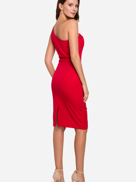 Sukienka ołówkowa damska z rozcięciem Makover K003 S Czerwona (5903068457463) - obraz 2