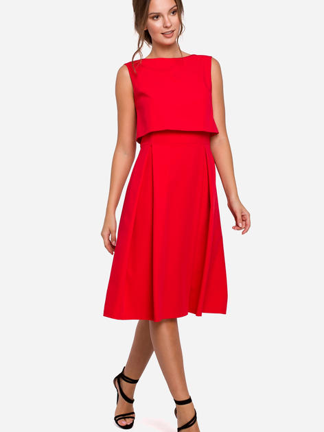 Плаття міді літнє жіноче Makover K005 2XL Червоне (5903068457937) - зображення 1