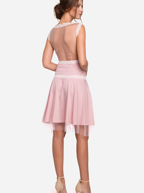 Sukienka trapezowa damska wieczorowa Makover K030 XL Różowa (5903068461927) - obraz 2