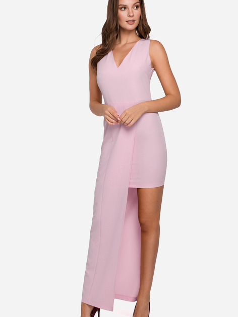 Sukienka wieczorowa letnia damska Makover K026 S Różowa (5903068461217) - obraz 1