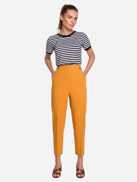 Spodnie regular fit damskie Stylove S296 M Żółte (5903887661348) - obraz 3