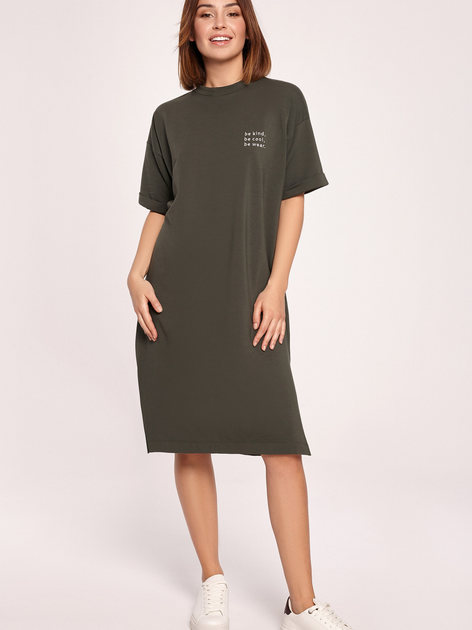 Плаття-футболка міді літнє жіноче BeWear B194 L Хакі (5903887620390) - зображення 1