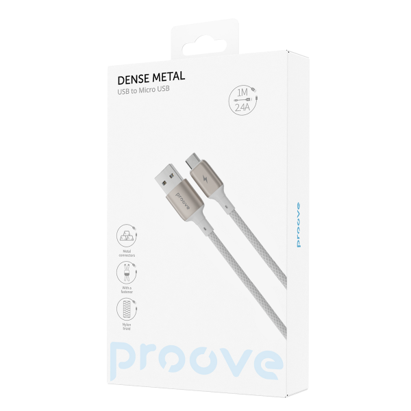 Кабель Proove Dense Metal Micro USB 2.4A 1m White - зображення 5