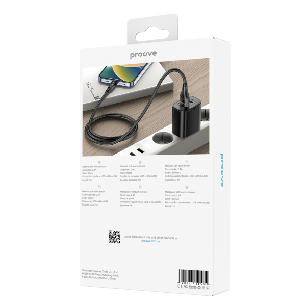 Кабель Proove Dense Metal Micro USB 2.4A 1m Black - изображение 6
