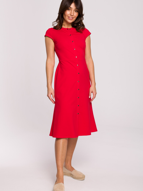 Sukienka trapezowa damska midi BeWear B217 XL Czerwona (5903887654005) - obraz 1