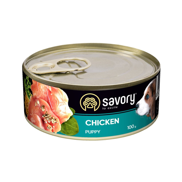 Влажный корм Savory для щенков всех пород, с курицей, 100 г 30532 от ...