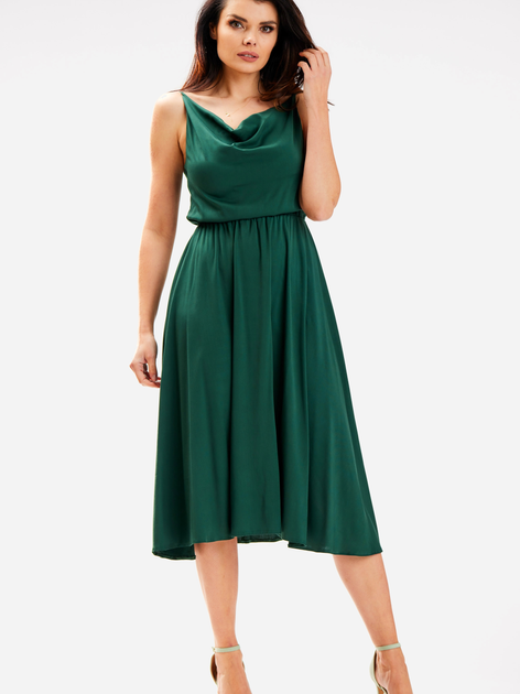 Плаття міді літнє жіноче Awama A579 S Темно-зелене (5902360580374) - зображення 1