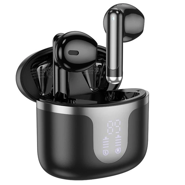 Беспроводные Bluetooth наушники Hoco EQ7 Snowflake + Подарок защитный чехол UGREEN ударопрочный кейс для наушников |TWS, Bluetooth 5.3, 40/300mAh, IPX5, LED дисплей, до 7 часов работы, встроенный микрофон| Черный - изображение 3