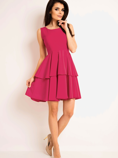Sukienka trapezowa damska mini Awama A163 S Różowa (5902360556843) - obraz 1