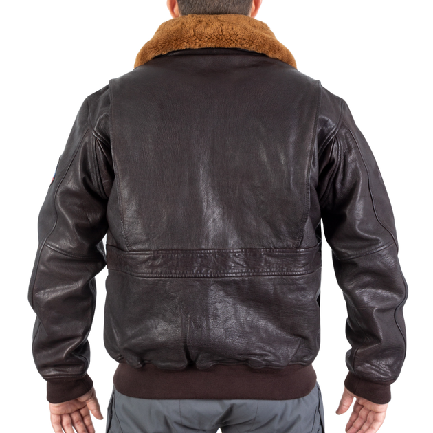 Куртка лётная кожанная Sturm Mil-Tec Flight Jacket Top Gun Leather with Fur Collar 3XL Brown - изображение 2