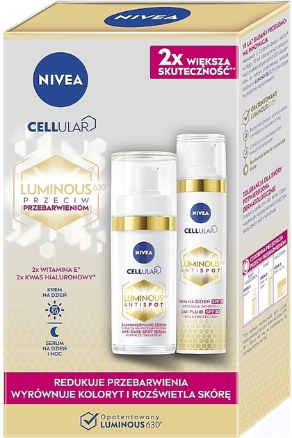 Набір для догляду за обличчям NIVEA Celluar Luminous Сироватка для обличчя 30 мл + Денний крем для обличчя SPF50 40 мл (5900017094946) - зображення 1