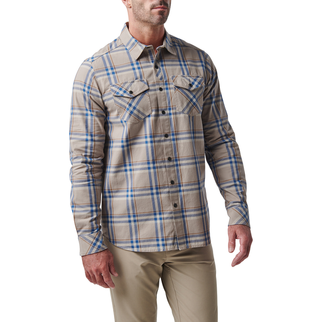 Рубашка тактическая 5.11 Tactical Gunner Plaid Long Sleeve Shirt XL Badlands Tan Plaid - изображение 2