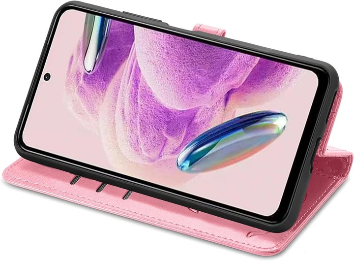 Чехол Embossed Cat and Dog для Xiaomi Redmi Note 12S книжка кожа PU с визитницей розовый - изображение 4