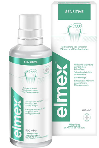 Ополіскувач для ротової порожнини Elmex Sensitive для чутливих зубів 400 мл (7610108059317) - зображення 1