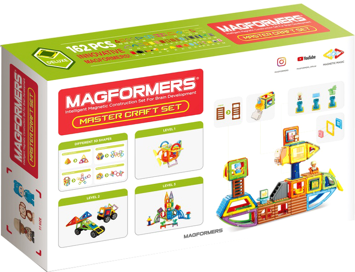 Klocki magnetyczne Magformers Magnet Master craft 162 elementy (8809465537708) - obraz 2